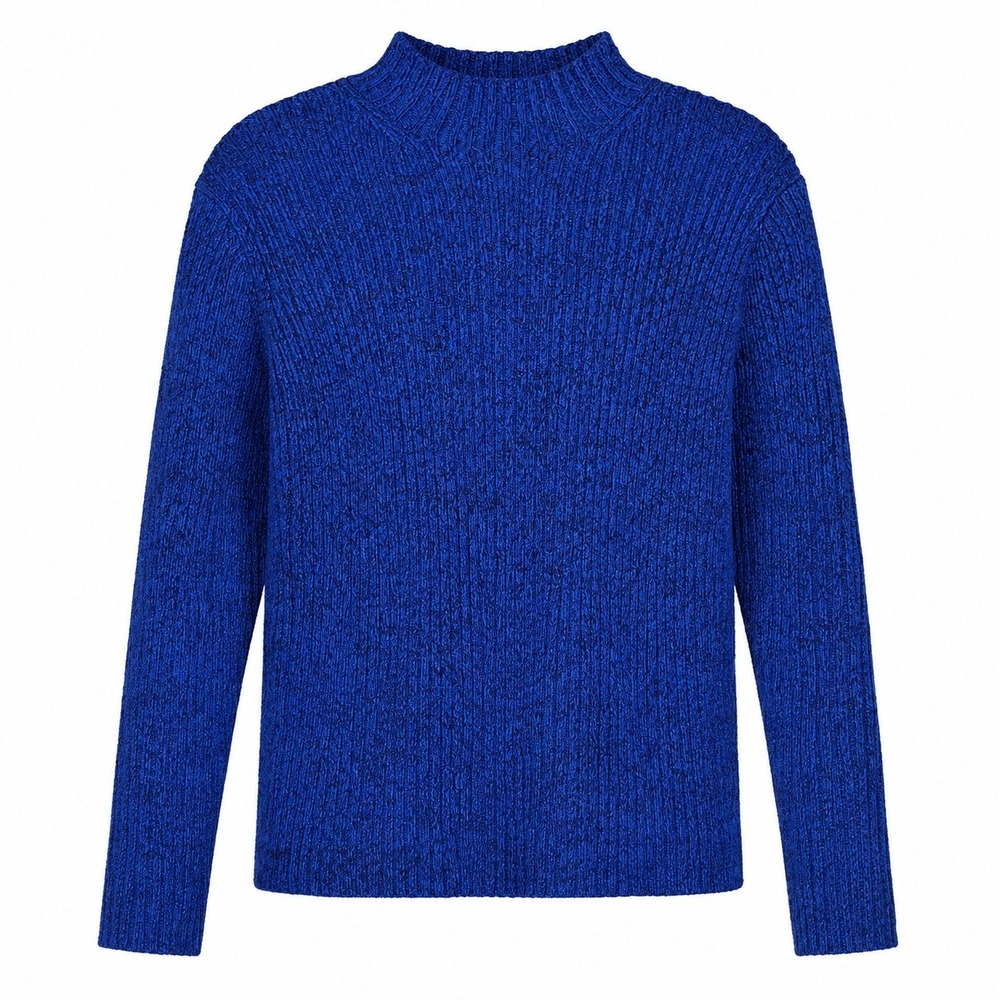 Karen Scott Mock Neck Ribbed Sweater Womens XL Blue Excellent Marl Knit Pullover